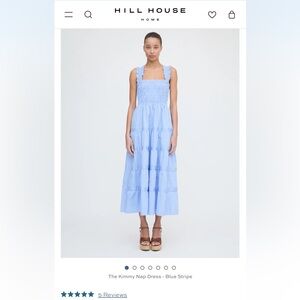 Hill House Kimmy Nap Dress Blue Stripe Size L NWT